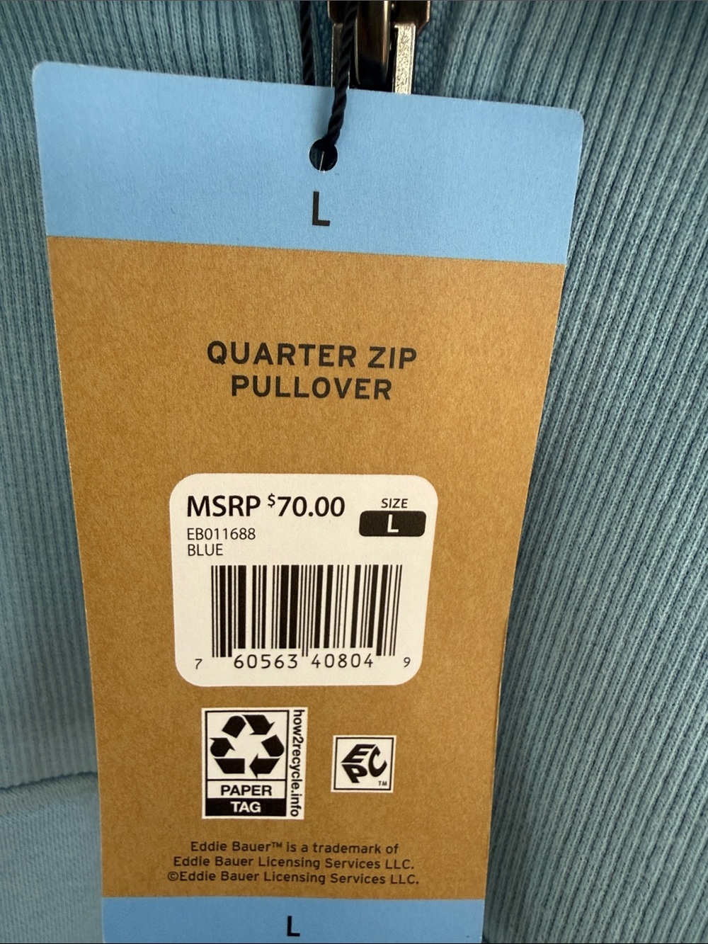 NWT Eddie Bauer Women’s Sky Blue Half-Zip Pullover Sweater - Picture 3 of 10